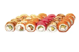 Sushi Set Drucke: Set of sushi set isolate on a white background