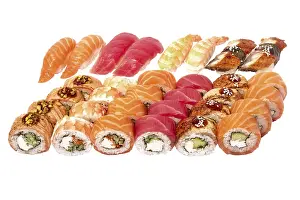 Sushi Set Drucke: Set of sushi set isolate on a white background