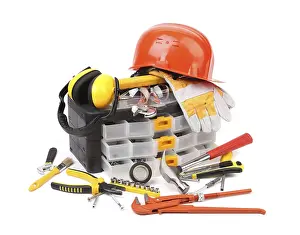 Industrial Equipment Drucke: Set of tools and instruments with toolbox