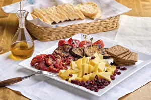 Gastronomy Still Life Drucke: Set of various appetizers for wine