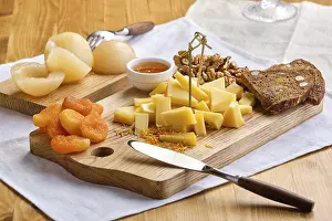 Gourmet Food Platter Drucke: Set of various appetizers for wine