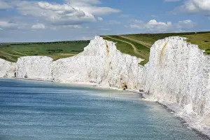 Uninhabited Chalk Cliffs UK Drucke: The Seven Sisters chalk cliffs