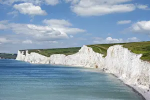 Steep Coast England Drucke: The Seven Sisters chalk cliffs