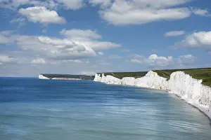 Coastal Area England Drucke: The Seven Sisters chalk cliffs