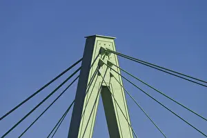 Central Europe River Views Drucke: Severinsbrucke, a cable-stayed bridge over the Rhine