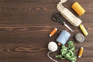 Handicraft Industry Supplies Drucke: Sewing accessories: scissors, thread
