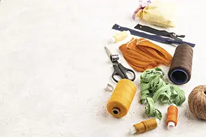 Handicraft Industry Supplies Drucke: Sewing accessories: scissors, thread