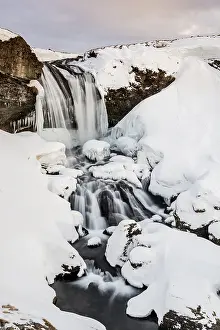 Snowy Waterfall Iceland Drucke: Sheep's Waterfall at Snow