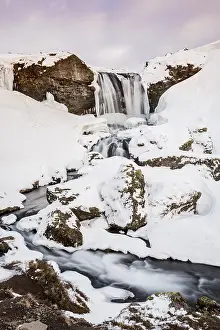 Deserted Icelandic Waterfalls Drucke: Sheep's Waterfall at Snow