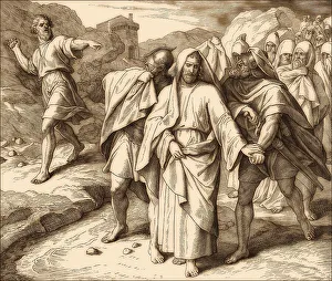Old Testament Scripture Drucke: Shimei Curses David, Old Testament