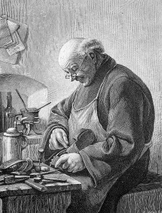 Central Europe Handicrafts Drucke: Shoemaker in his workshop, 1880
