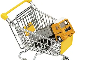 Deserted Shopping Cart Drucke: A shopping trolley and a lorry