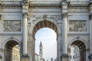 Upper Bavarian Landmark Drucke: The Siegestor (Victory Gate) in Munich