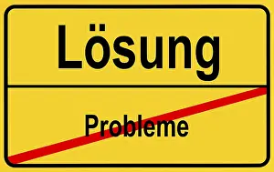 Symbolic City Entrance Drucke: Sign city limits, symbolic image for solving problems