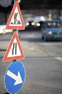 Directional Sign Post Drucke: Sign: Construction site