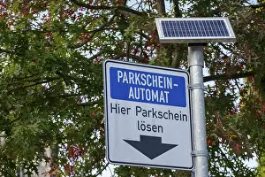 Renewable Energy Generation Germany Drucke: Sign parking ticket machine, solar panel