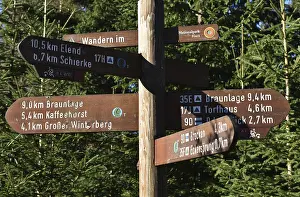 German Federal Republic Navigation Drucke: Signposts in the Harz Mountains