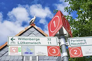 Central European Road Signs Drucke: Signposts in Lenzen, Prignitz County
