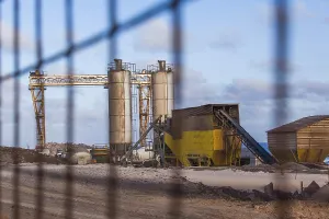 Deserted Construction Site Drucke: Silo on a construction site