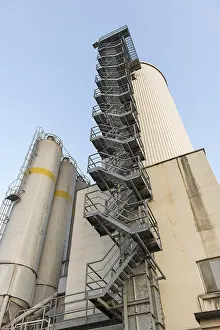 Stuttgart Germany Drucke: Silos for building materials, cement
