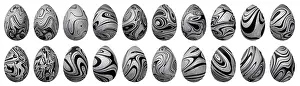 Easter Traditions And Customs Drucke: Silver Easter Eggs Set, Silver trendy style eggs Set