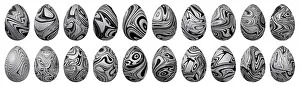 Silver Easter Eggs Drucke: Silver Easter Eggs Set, Silver trendy style eggs Set