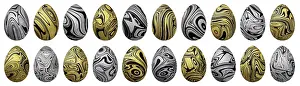 Easter Decoration Ideas Drucke: Silver and gold Easter Eggs Set