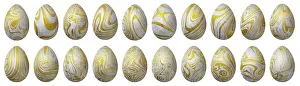 Traditional Easter Eggs Drucke: Silver and gold Easter Eggs Set