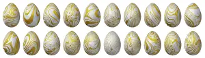 Traditional Easter Eggs Drucke: Silver and gold Easter Eggs Set