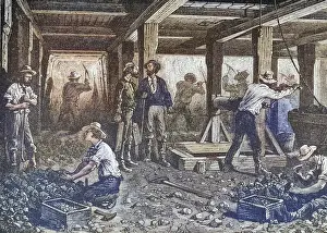 Historic American Illustration Drucke: Silver mining in Nevada in the 1870s