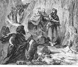 Mountain Landscape Illustration Drucke: Simci curses King David, mountain landscape