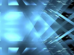 Abstract 3D Illustration Drucke: Simple blue glowing grid - abstract computer generated 3d illustration