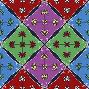 Decorative Geometric Pattern Drucke: Simple geometric vector seamless pattern with flowers