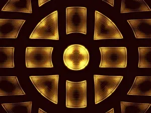 Abstract Computer Generated Image Drucke: Simple golden tech or esoteric background - abstract computer-generated image