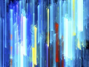 Drucke von Einfaches gestreiftes Multikolor-Hintergrund - abstrakte Illustration. Moderne Fraktal-Kunst. Vertikale Streifen von zufälliger Länge mit Lichteffekten Blasse und verschwommene Striche Zeitgenössische Kunst Drucke: Einfaches gestreiftes multikolorer Hintergrund - abstrakte Illustration.