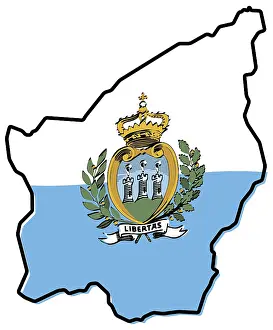 San Marino Drucke: Einfache Karte der San-Marinos-Umrisse.