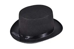 Light Colored Background Studio Shot Drucke: Single black felt top hat on white background
