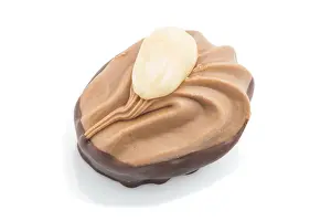 Close Up Chocolate Drucke: Single chocolate candy isolated on white background