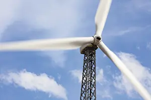 Wind Turbine Blue Sky Drucke: Single wind turbine over dramatic blue sky
