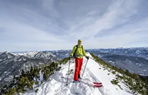 European Winter Landscape Drucke: Ski tourer at the summit of Simetsberg