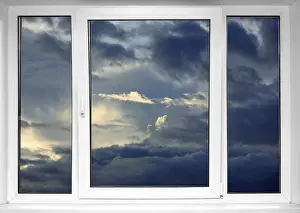 Interior Space Photography Drucke: Sky seen through an white window