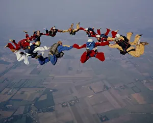 Extreme Sports Photography Drucke: Skydiving Group