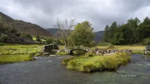 United Kingdom River Scene Drucke: Slater's Bridge, stone bridge over river