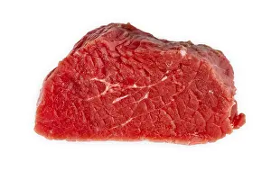 Food Still Life Studio Shots Drucke: Slice of a raw beef filet