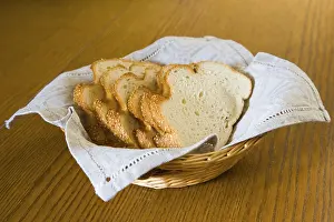 Simple Food Photography Drucke: Sliced white bread in the basket