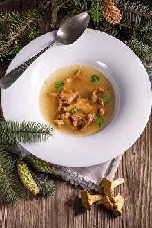 Savory Food Photography Drucke: Slight mushroom broth
