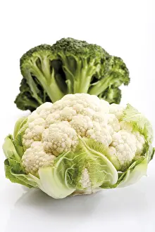 Studio Shot Vegetables Drucke: Small cauliflower and broccoli
