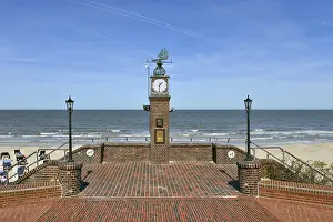 Lower Saxony Travel Photography Drucke: Small clock tower and steps at the beach