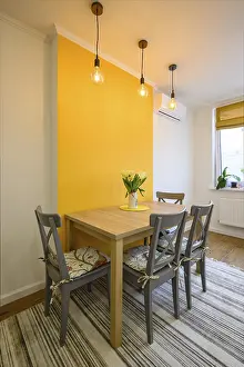 Deserted Living Space Drucke: Small dining table in cozy well designed dining room
