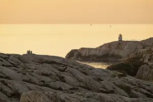 Coastal Area In Sweden Drucke: Small lighthouse at sunset, archipelago
